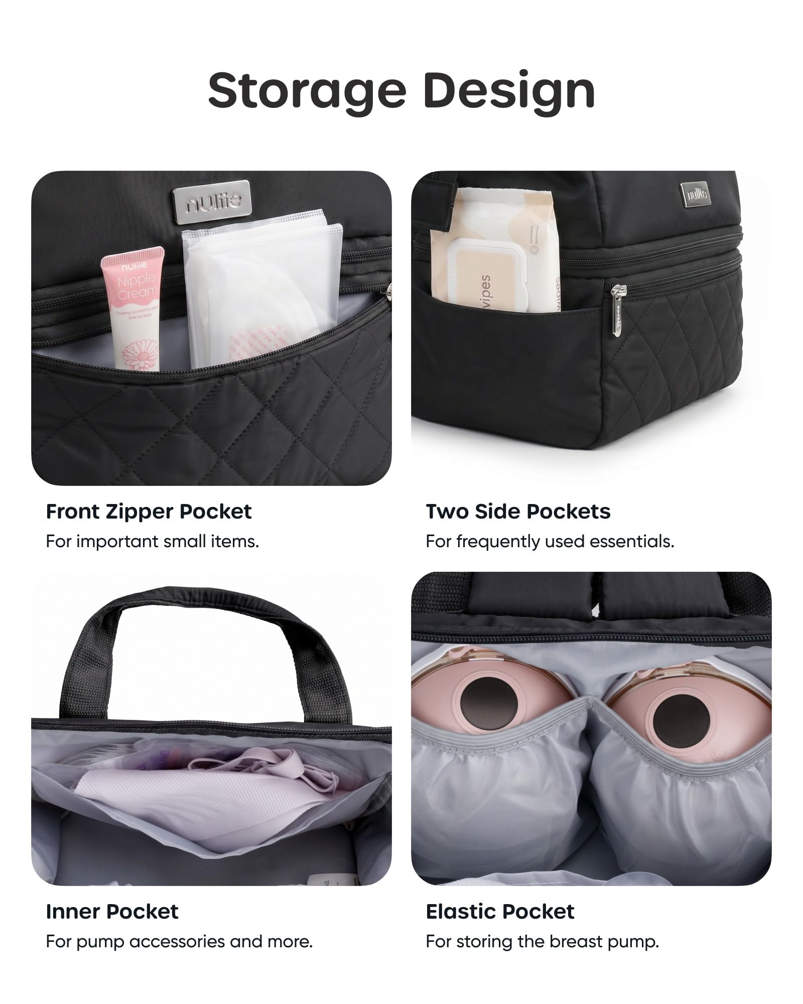 Nuliie Portable Tasche für Arbeit, Reisen und den täglichen Gebrauch, Black