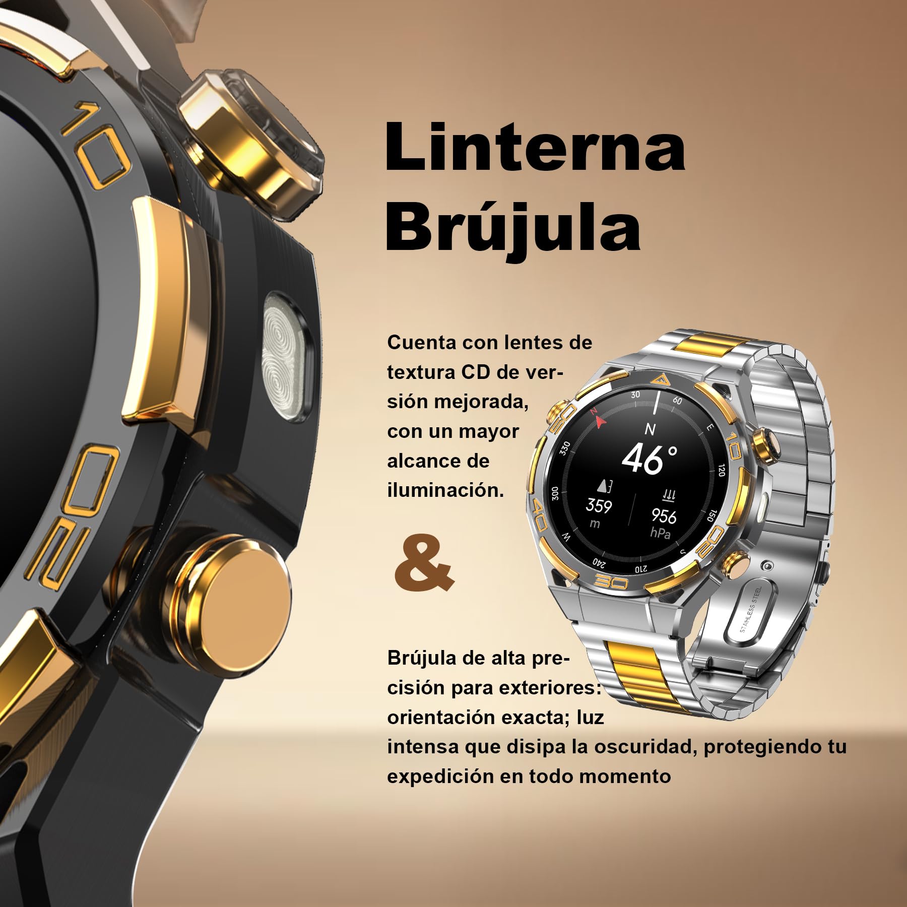 Reloj Inteligente con GPS, AI, Linterna, Brújula, 1.43" AMOLED Pantalla Siempre Activa, Smartwatch Hombre con Notificación Llamadas Bluetooth, 100+ Modos Deportivos, Reloj Inteligente para Android iOS