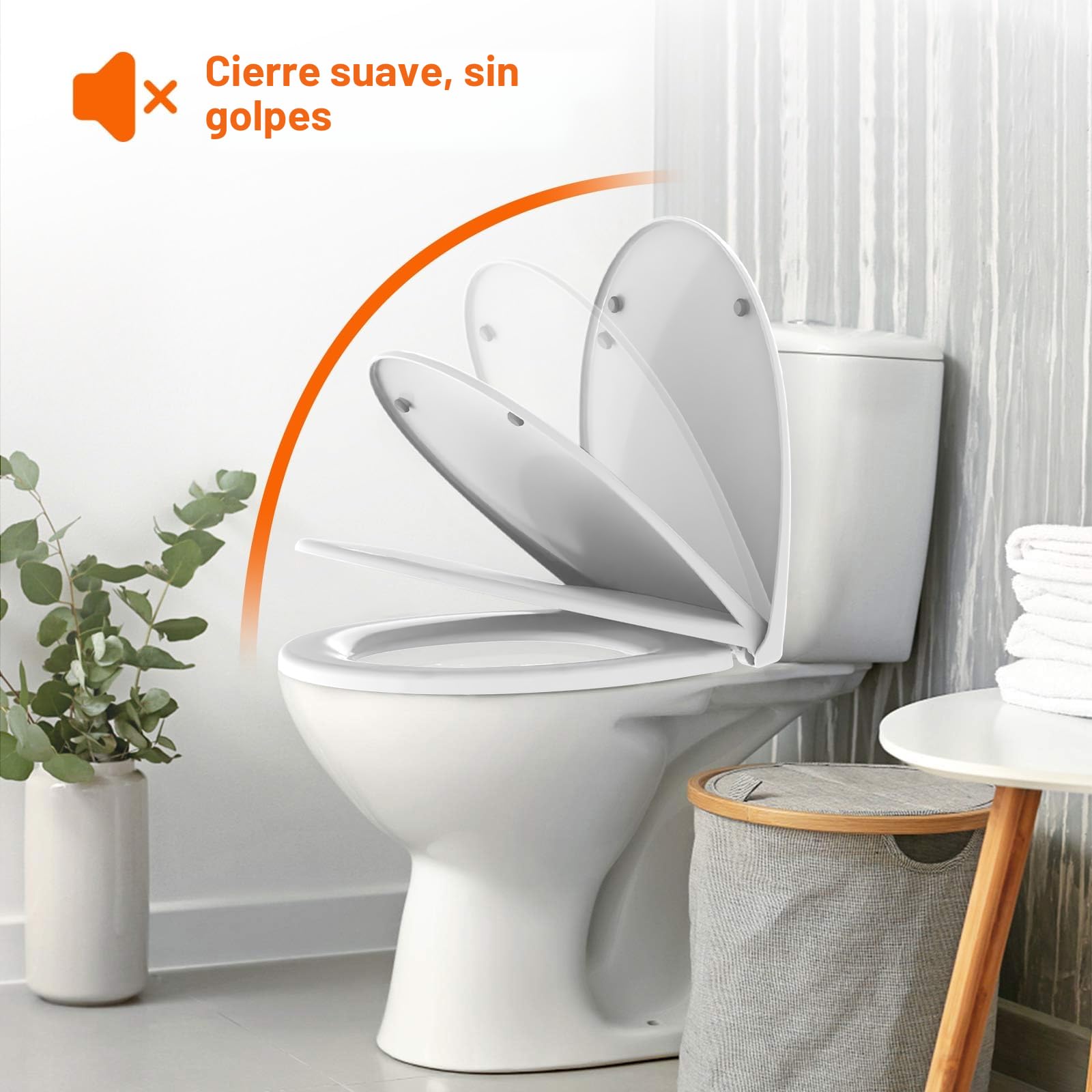 SURFOU Tapa WC Universal, Forma O Asiento Inodoro, Soporta Hasta 150 Kg Tapas de Water, Instalación Sencilla, Desmontaje Rápido y Cierre Silencioso, Adecuado para Baño