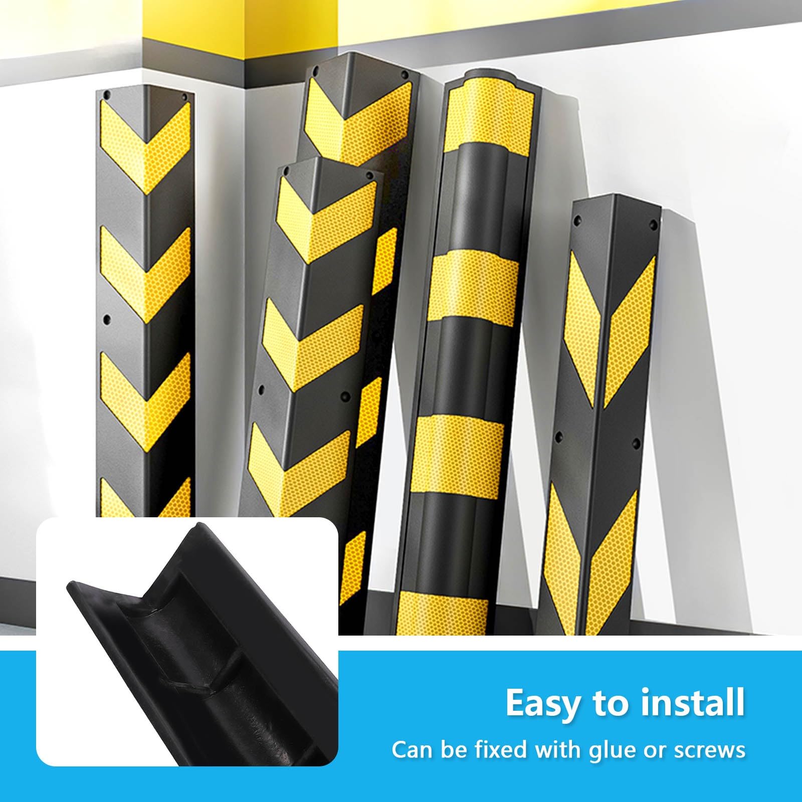 Protections de Coin De Parking Protecteur de Mur de Garage Coins Arrondis Protection Garage Mur Mousse Anti-Rayures Protection d'angle Garage Convient pour Entrepôt/Parking(1200x100x10mm)