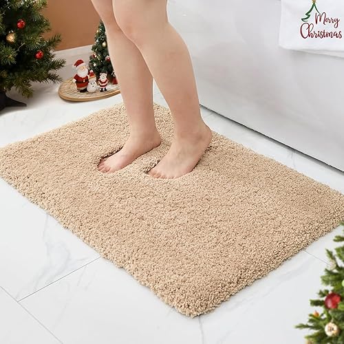 Alfombra de baño beige de 20 x 32 pulgadas, lavable a máquina, para suelo de baño, gruesa, esponjosa, absorbente, alfombra de baño para bañera,