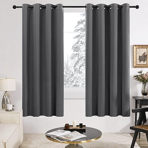 Miniatura 3 de Deconovo - Cortinas opacas 100% con forro, aisladas térmicamente, con reducción de ruido, certificadas por Oeko-TEX, con ojales en la parte Gris