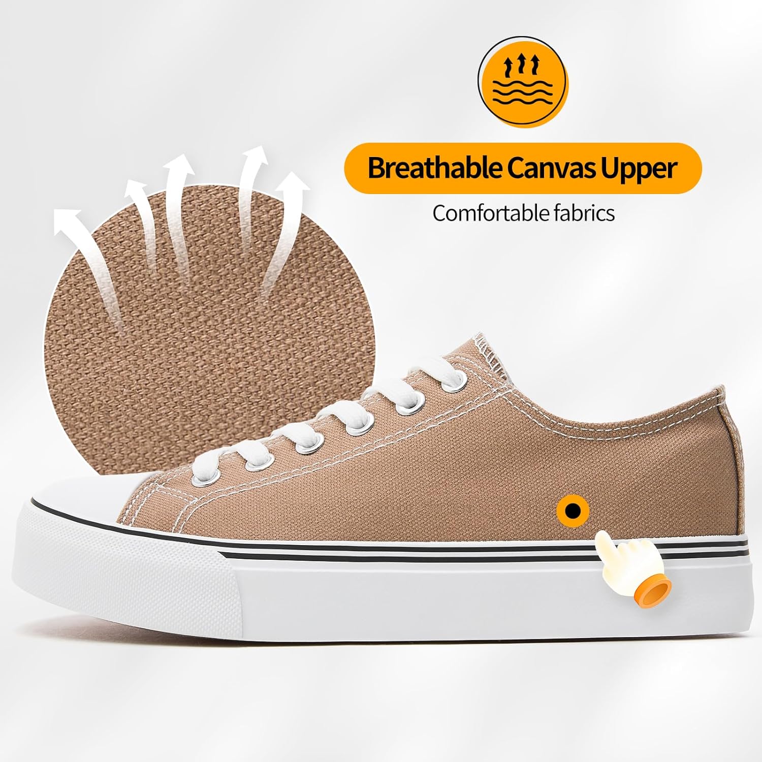 ZGR Womens White Tennis Shoes for Women,Lace up Canvas Sneakers,Casual Walking Canvas Shoes - Image 4