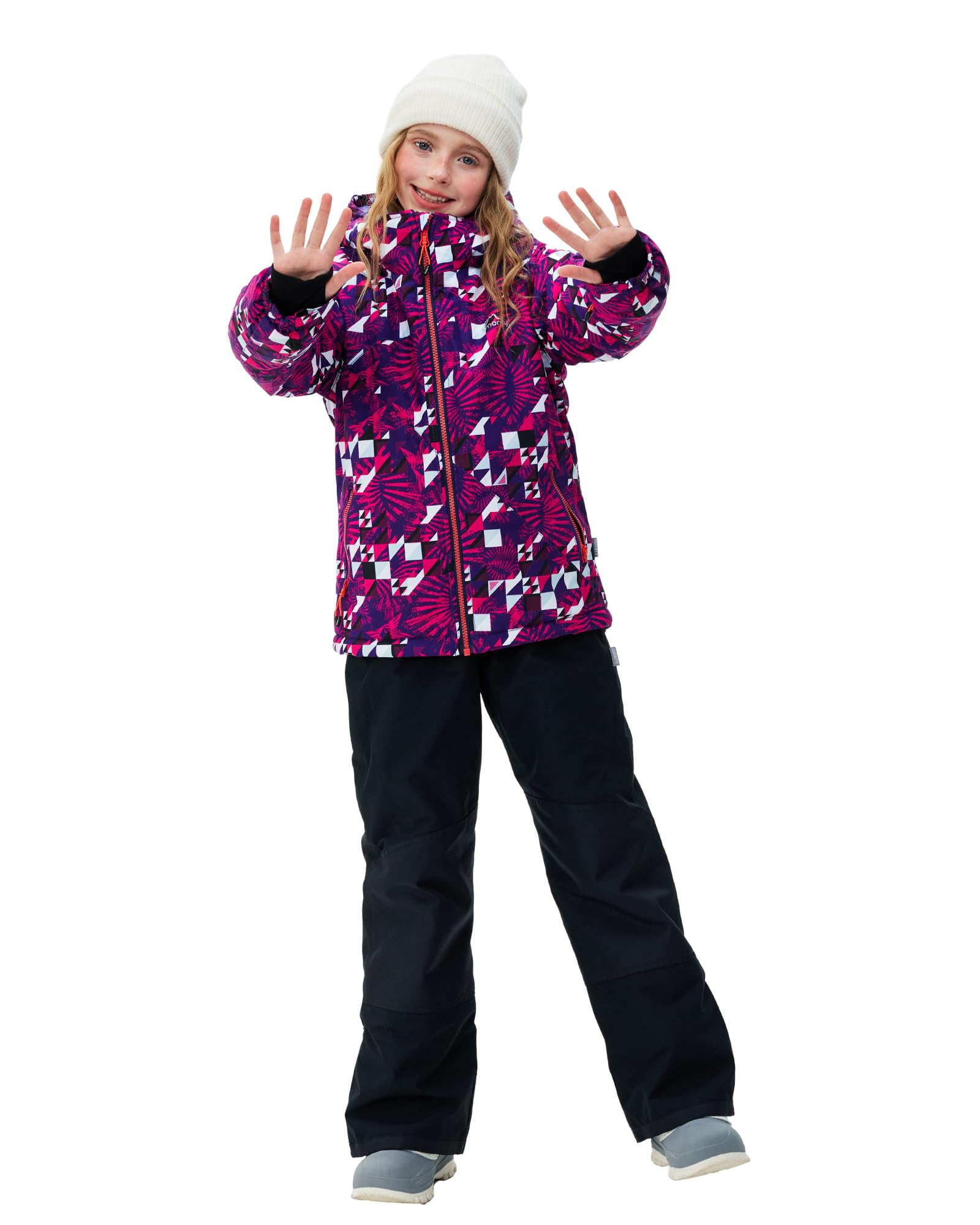 SMONTY Kinder Schneeanzug für Mädchen Winter Skijacke & Hose Set Kapuzenträger Set Winddicht Wasserdicht Warm