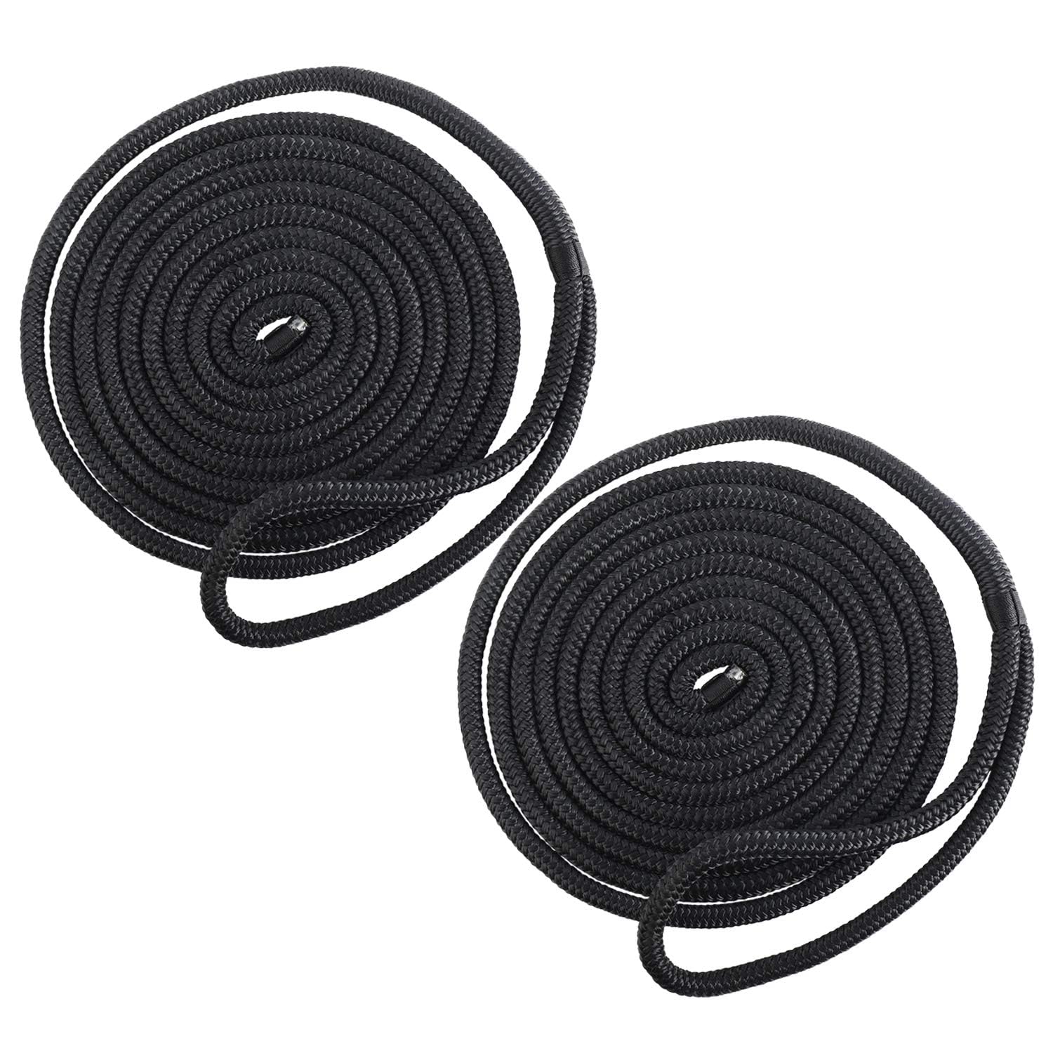 FreeTec 4 TLG Bootsseil Boot Fenderleine Nylon Dockline Festmacherleine Fenderseil mit Auge 12mm Durchmesser 6m lang Schwarz