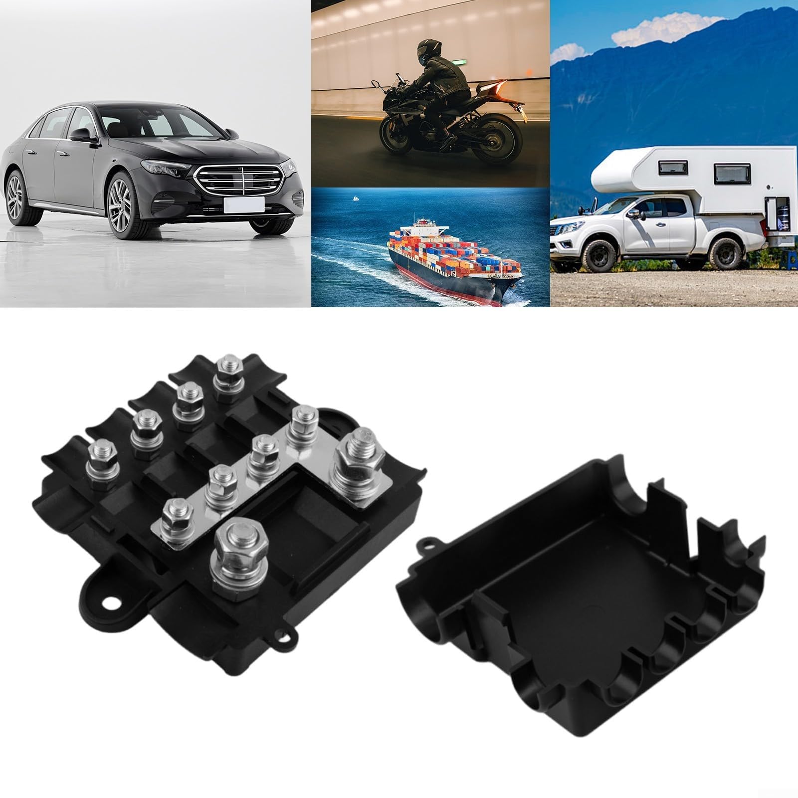 Robuster 5-Wege-Stromverteiler-Sicherungskasten, für Mega- und Midi-Sicherungsunterstützung, Dual-Spannung 12 V & 24 V