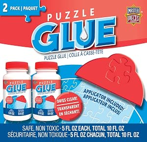 MasterPieces Puzzle Glue with Wide Plastic Spreader Easy to Apply Dries Quick and Clear Protects Finished Jigsaw Puzzles