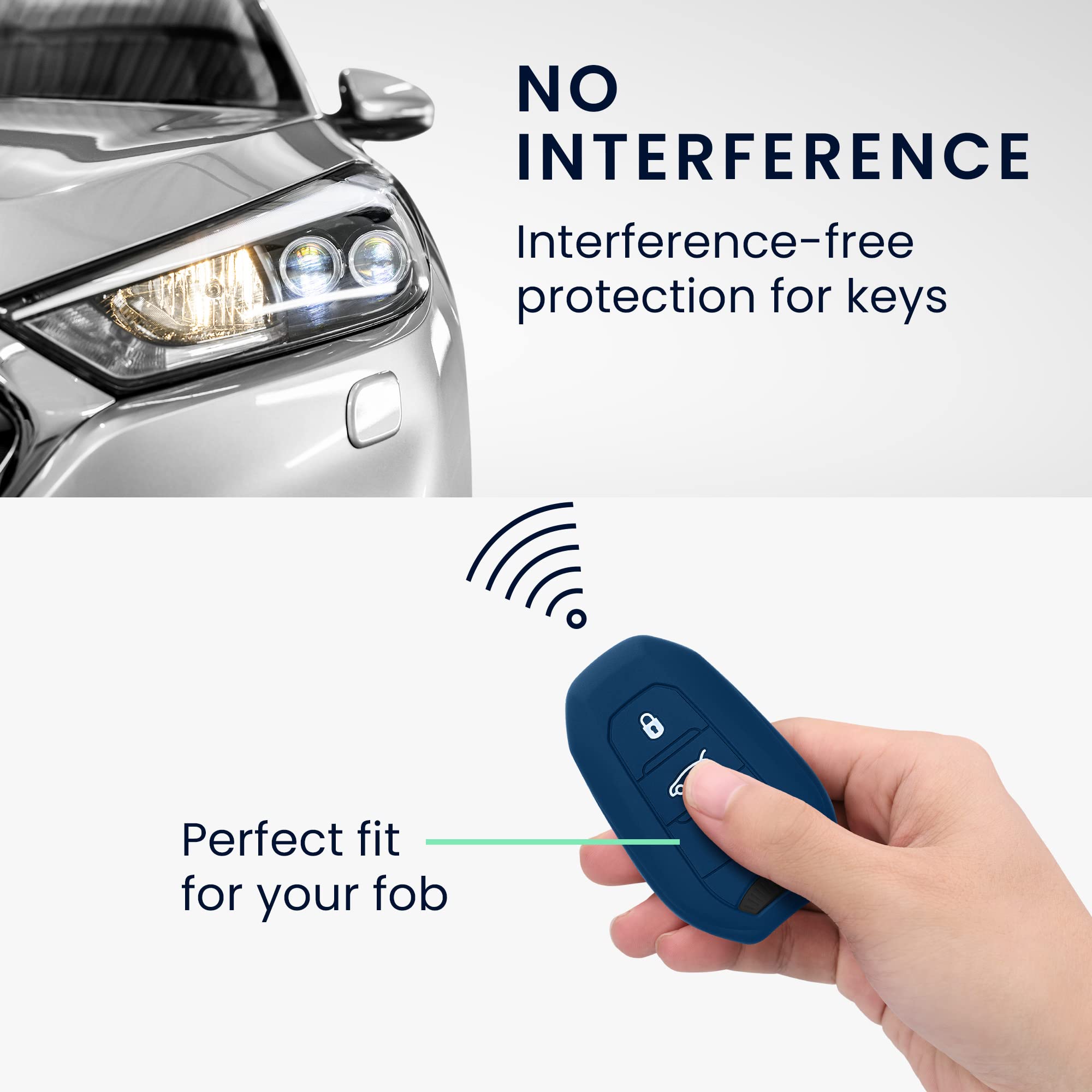 kwmobile Akcesorium do kluczyka samochodowego kompatybilne z Peugeot Citroen Smartkey (tylko Keyless Go) 3-przyciskowy - miękki silikonowy futerał do kluczyka samochodowego ciemnoniebieski