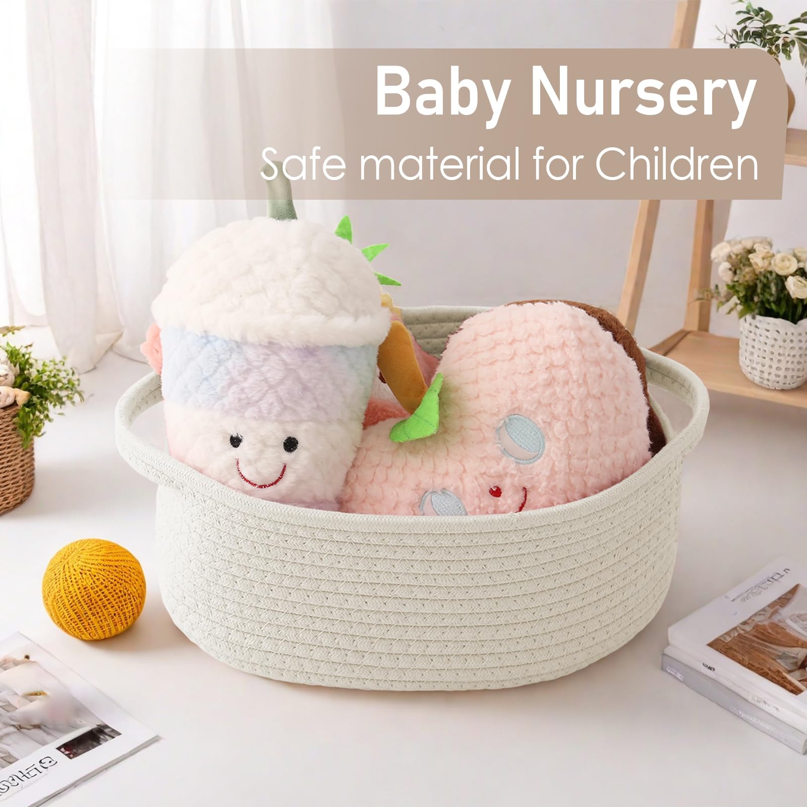 Small Woven Basket - White Gift Basket -5