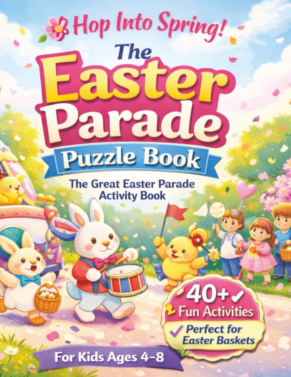 The Great Easter Parade Activity Book: Mazes, Word Searches, Coloring & Brain Games for Kids Ages 4–8 | A Fun Easter Basket Stuffer
