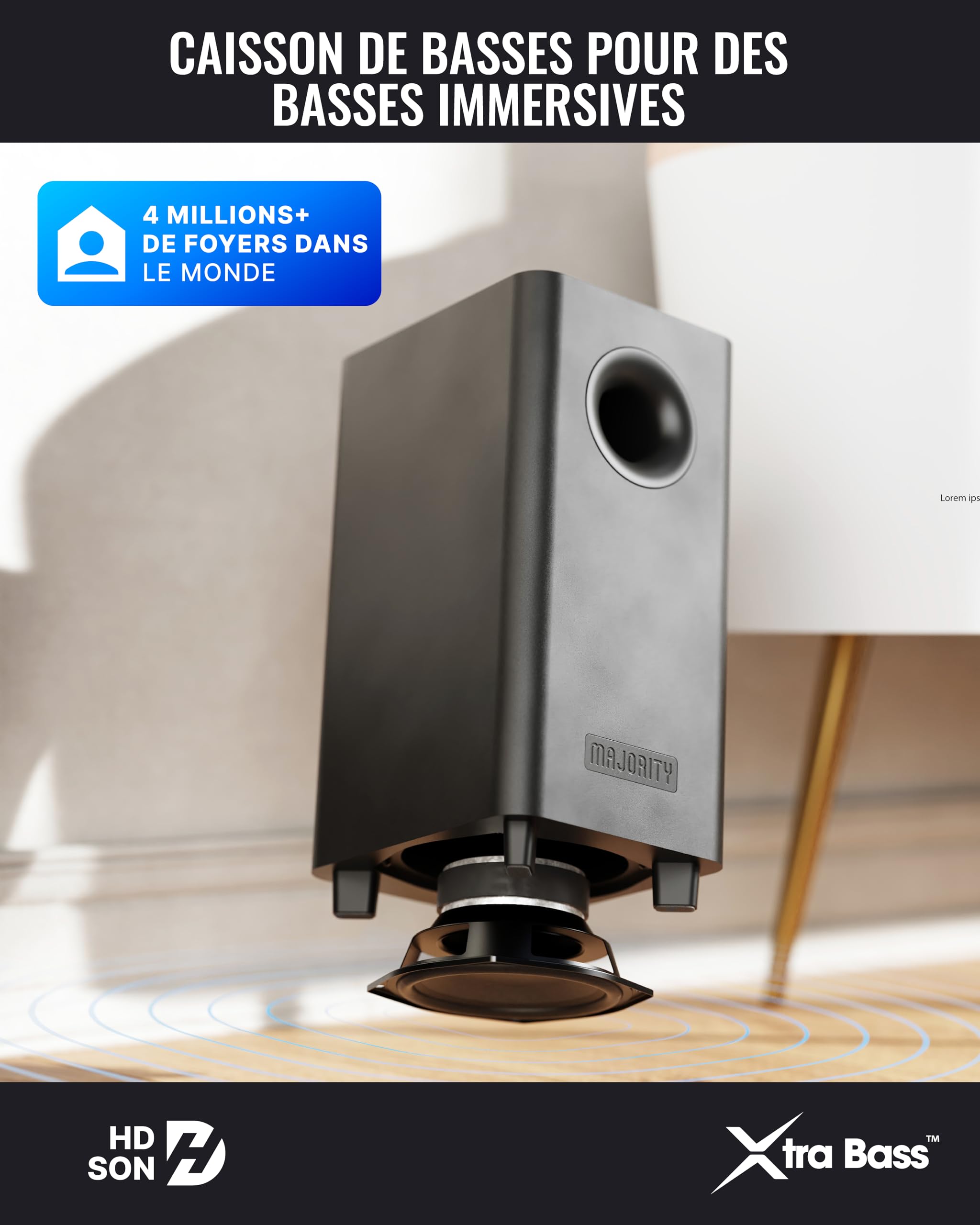 Majority Bowfell Halo Barre de Son TV | 230W Dolby Audio Home Cinema Enceinte TV | 5.1 Enceintes pour Téléviseur avec HDMI eARC | Soundbar Caisson de Basse Filaire | Mini Barre de Son PC Bluetooth