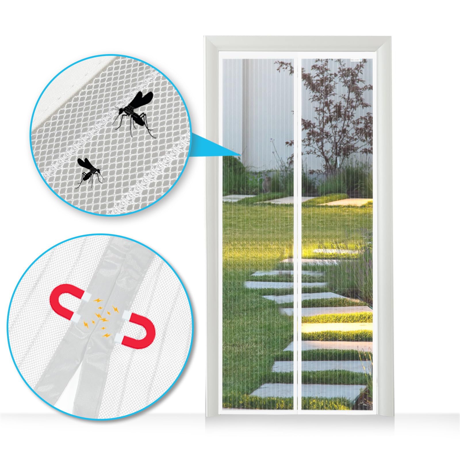 Wzlxcxxy Zanzariera Magnetica 95x155cm, Zanzariera Porta di Nuova Concezione, Buona Estate Lontano dalle Zanzare, Bianco