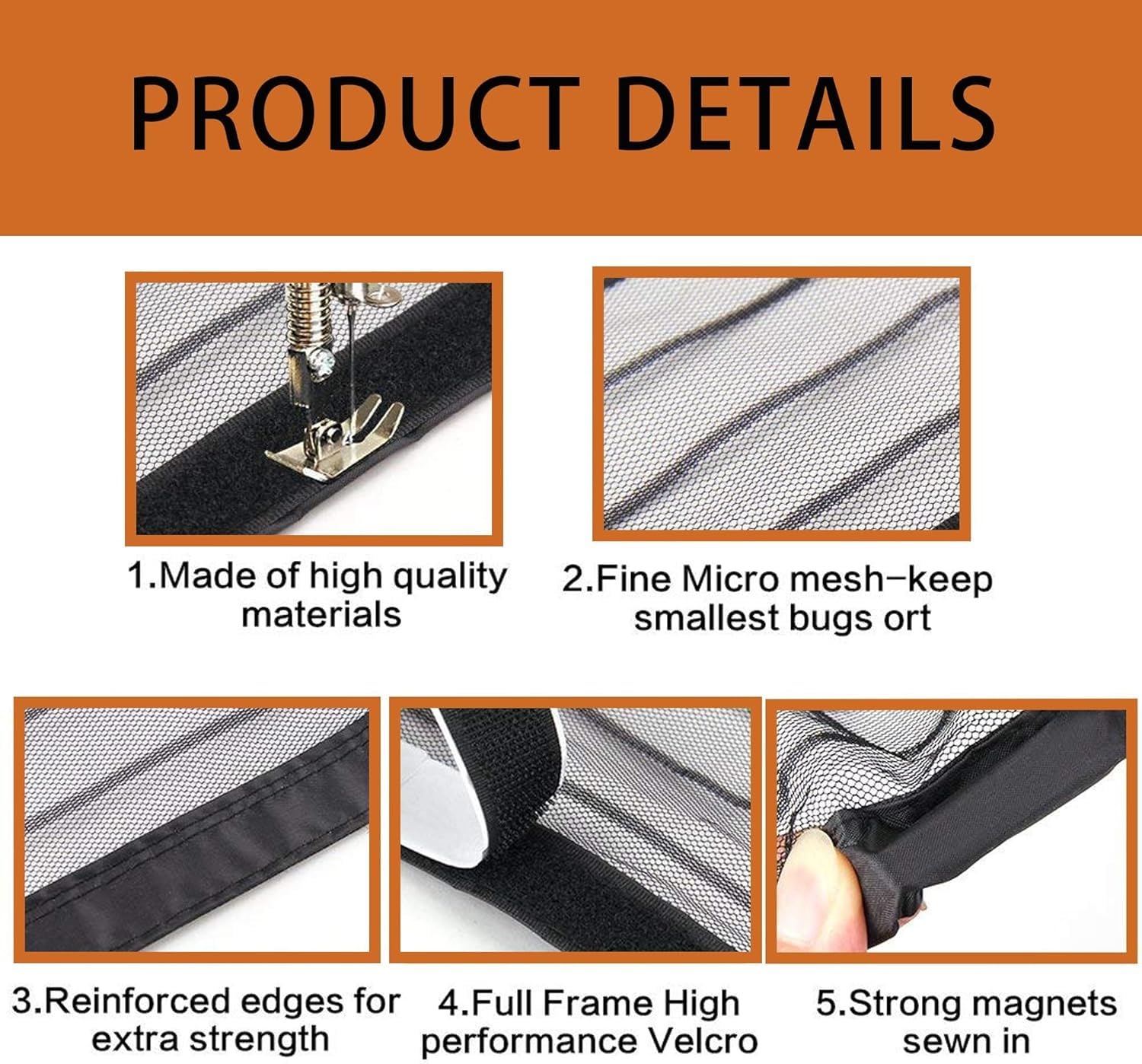 Fliegengitter Fenster Magnet 200 x 170 cm mit Starken Magnete Waschbares Insektenschutzgitter Terrassentür für Balkonfenster Wohnzimmer, Schwarz