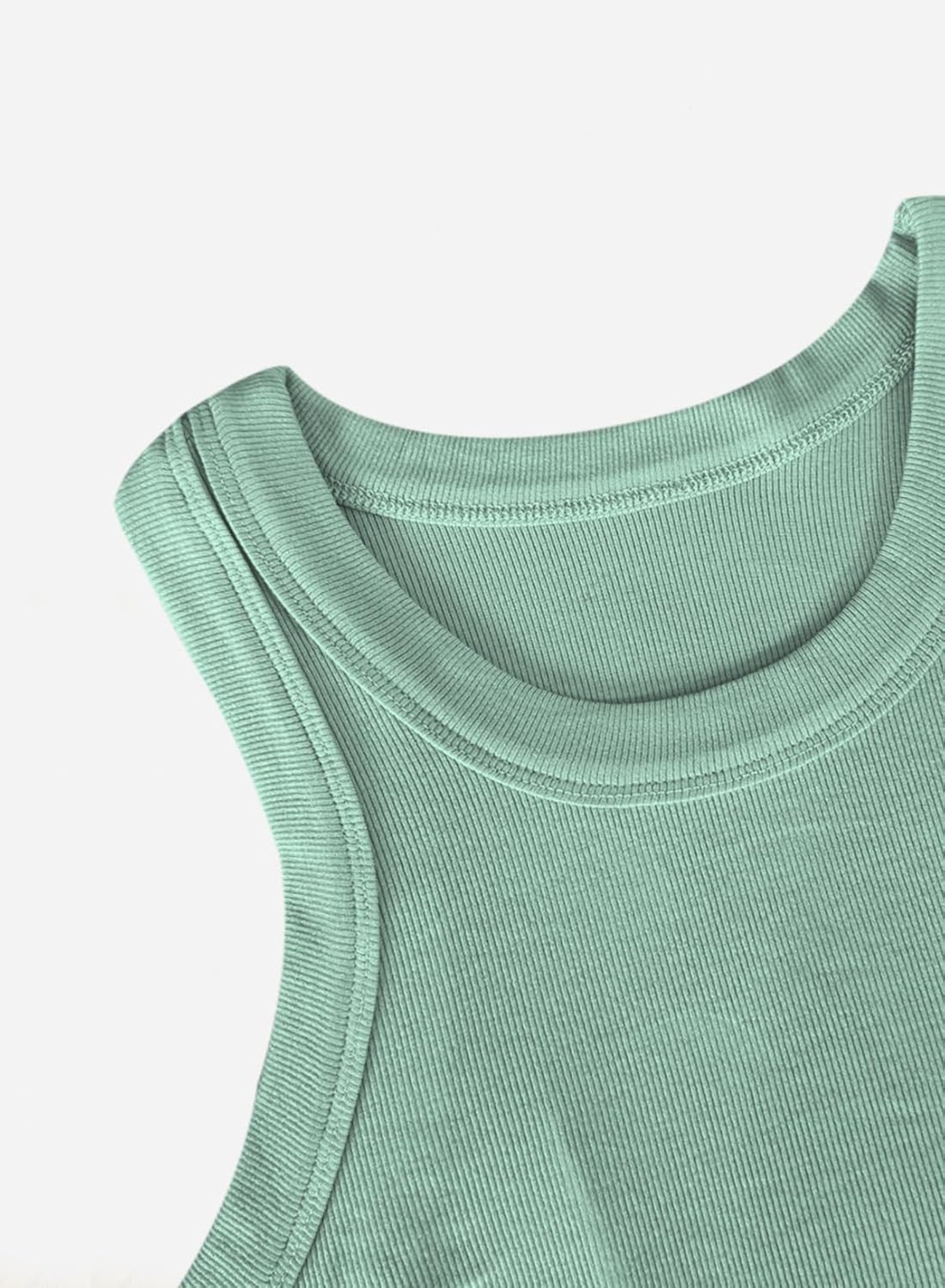 LOLONG Womens Crop Sleeveless Racerback Tank Tops Rib-Knit Casual Basic Shirts - Image 3