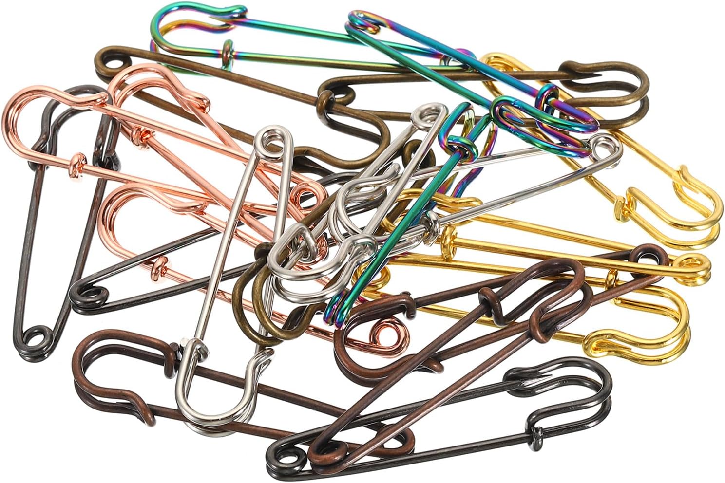 YOKIVE 21 Pcs Safety Pins, Large Metal Sewing Pins | Craft Making, Great for Clothing, Knitting, Sewing (Multicolored, 2.76-Inch)