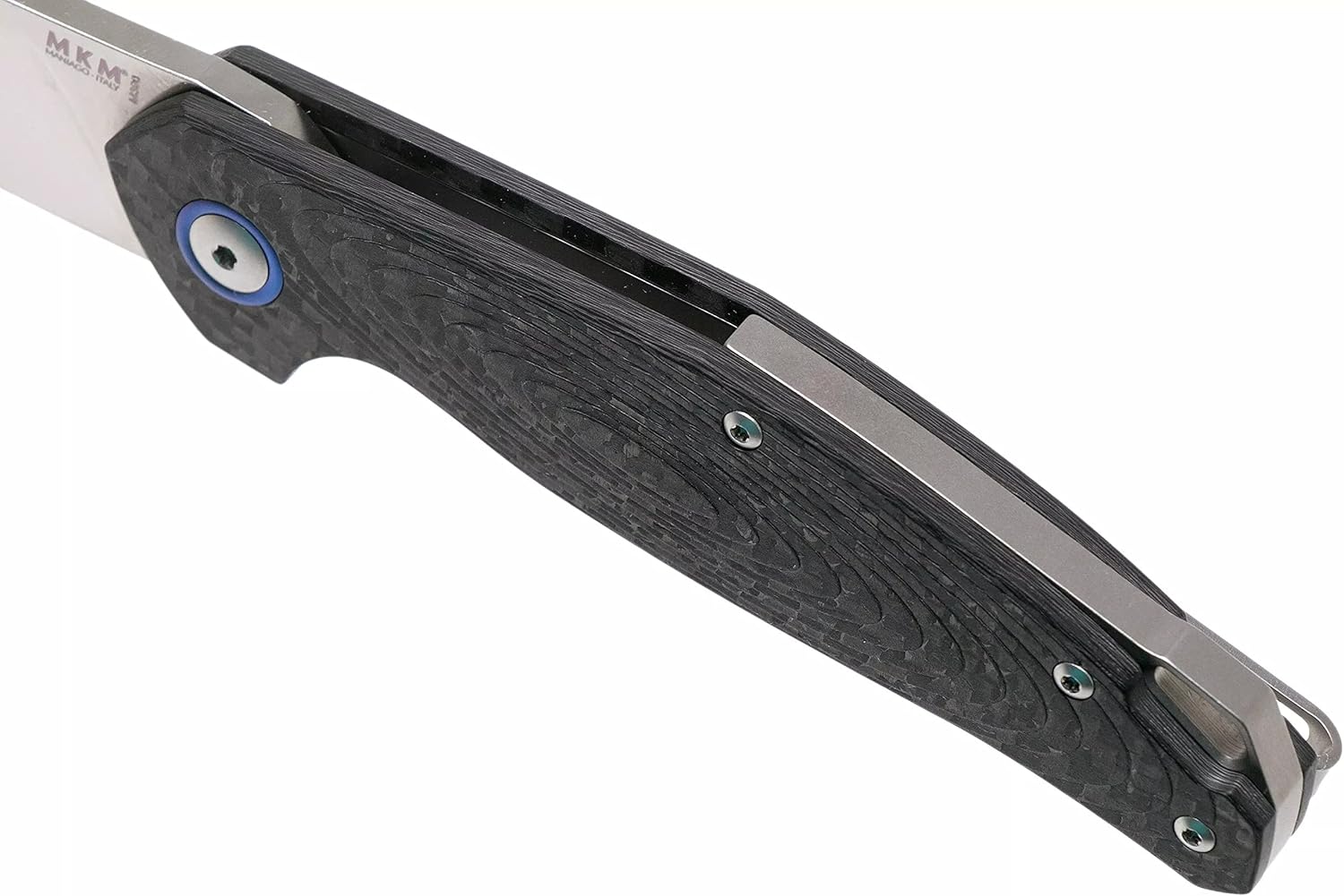 MKM Maniago Knife Makers Goccia Flipper EDC Pocket Knife - M390 Super Steel Drop Point Blade, G10, Micarta, Carbon Fiber, Titanium Handles, Designed by Jens Anso, Made in Italy (Carbon Fiber)