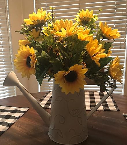 Miniatura 7 de 4 racimos de flores artificiales, ramos de girasol con tallos de seda, girasoles de seda, flores amarillas falsas para decoración de bodas,