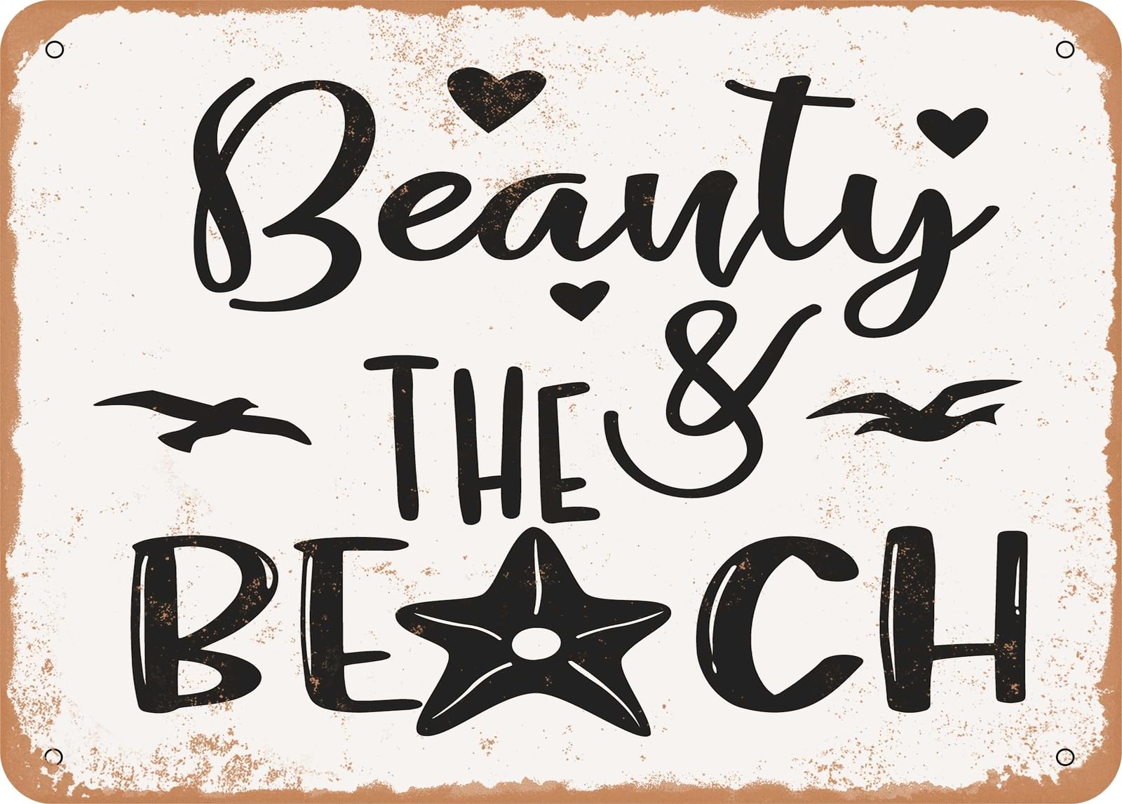Miaomansenstore Metal Sign - Beauty And The Beach - 4 - Vintage Look Sign Home Decor
