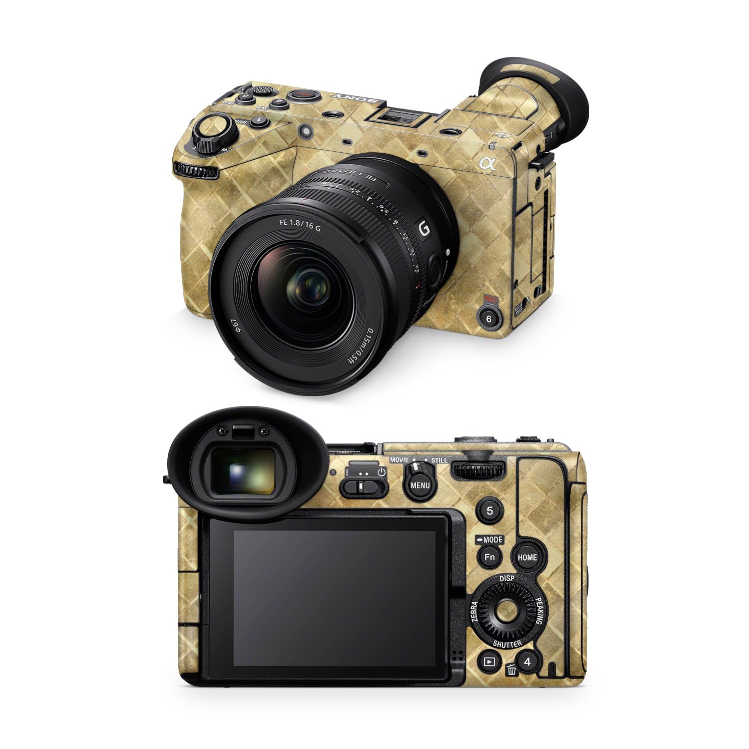 Glossy Glitter Camera Skin Compatible with Sony FX2 Digital Camera (2025) - Gold Tiles - Premium 3M Vinyl Protective Wrap Decal Cover - Easy to Apply | Crafted in the USA by MightySkins