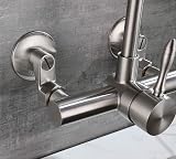 SJQKA-Stainless Steel Wall Mounted Tap Kitchen Wall 360° Rotatable Single Lever Mixer Tap Cold Water Tap Mixer Tap Eccentric S-Connections Distance Between Mounting Holes 63MM - 240 Mm - 6