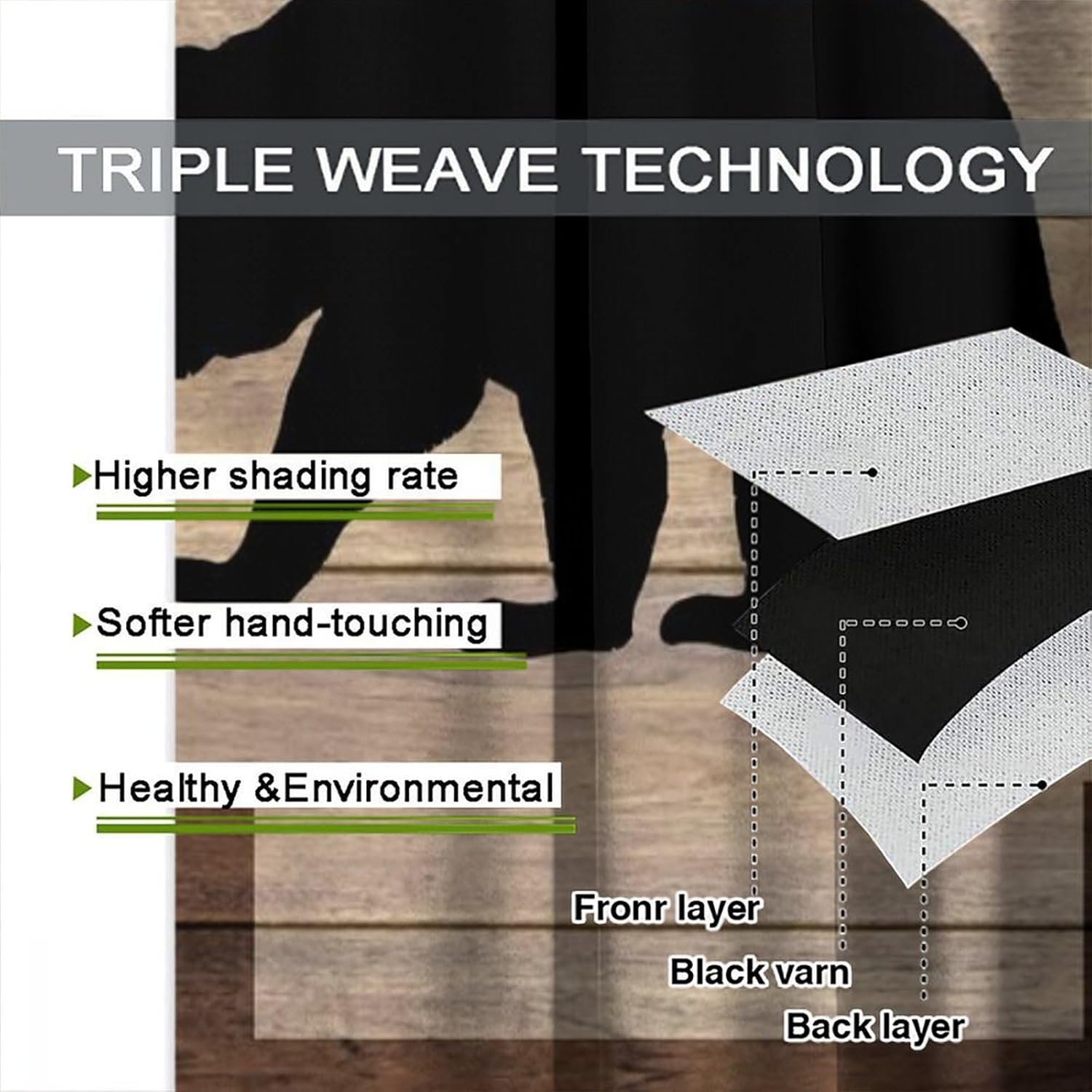 Rustic Farmhouse Cabin Curtains, Bear Deer Forest Window Treatment for Living Room Hunting Camping Wild Animals Retro Cabin Country Lodge Blackout Drapes for Kitchen Bedroom W42xL45in