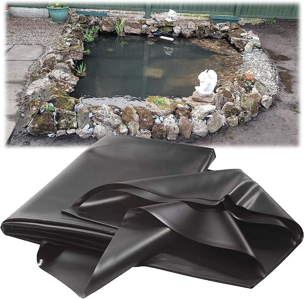 HDPE Waterproof Membrane Pond Liner 6 X 3M 5 X 6M Black Fish Pool Liner for Garden Ponds Waterfall Streams Fountains Pond Underlayment Garden Pool Cover Streams Water,3 * 4m