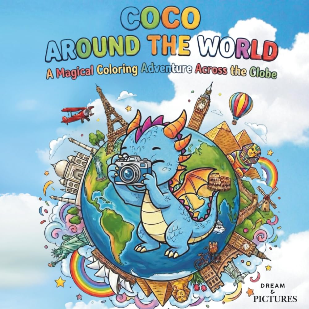 Coco Around the World: Educational Geography Activity Book for Kids: Color Famous Cities, World Monuments, and Fun Animals