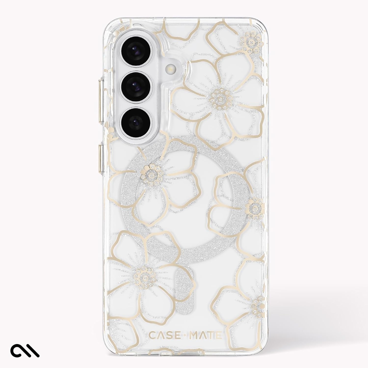 Case-Mate Samsung Galaxy S26 Case [Magnetic and Wireless Charging] - Cute Sparkly Floral Phone Cover with 12ft Drop Protection - Premium Magnetic Phone Case for Samsung Galaxy S26 6.3" - Floral Gems