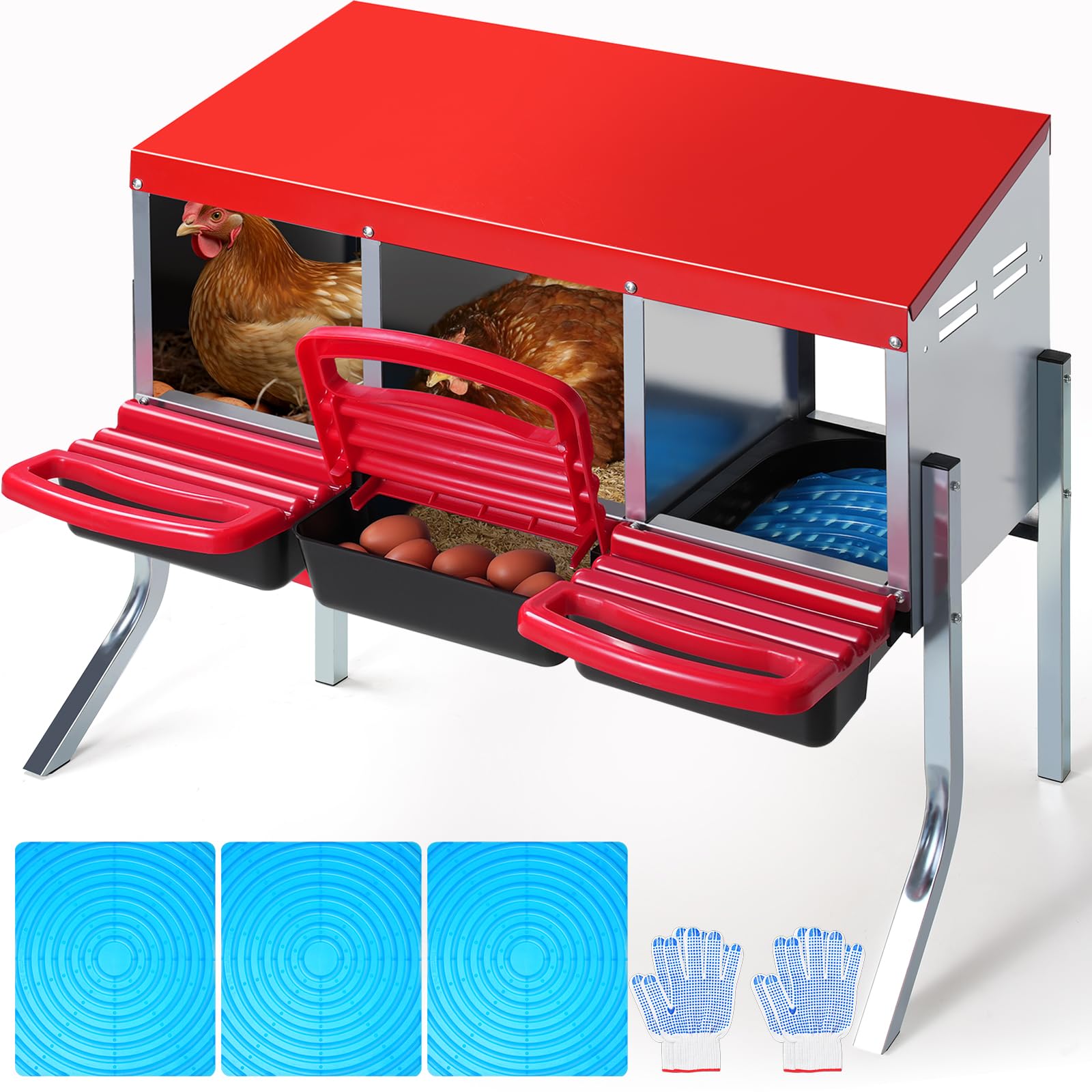 Porta Huevos Cocidos Cajas Nido Metal Para Gallinas - Ponedero 3 Agujeros  Para Huevos Ponederos Granja, image size:1600x1600