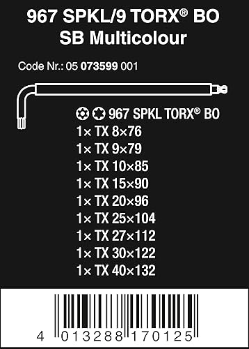 Miniatura 6 de KRAFTFORM MICRO-SET12 SB 1 Juego de destornilladores y herramientas 05073599001 967 SPKL9 TX BO SB Juego de llaves L Tornillos TORX a prueba de