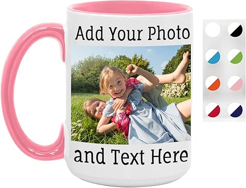 Taza de café de cerámica personalizada de 15 onzas con foto, imagen y texto personalizados, regalos novedosos personalizados para el día de V,