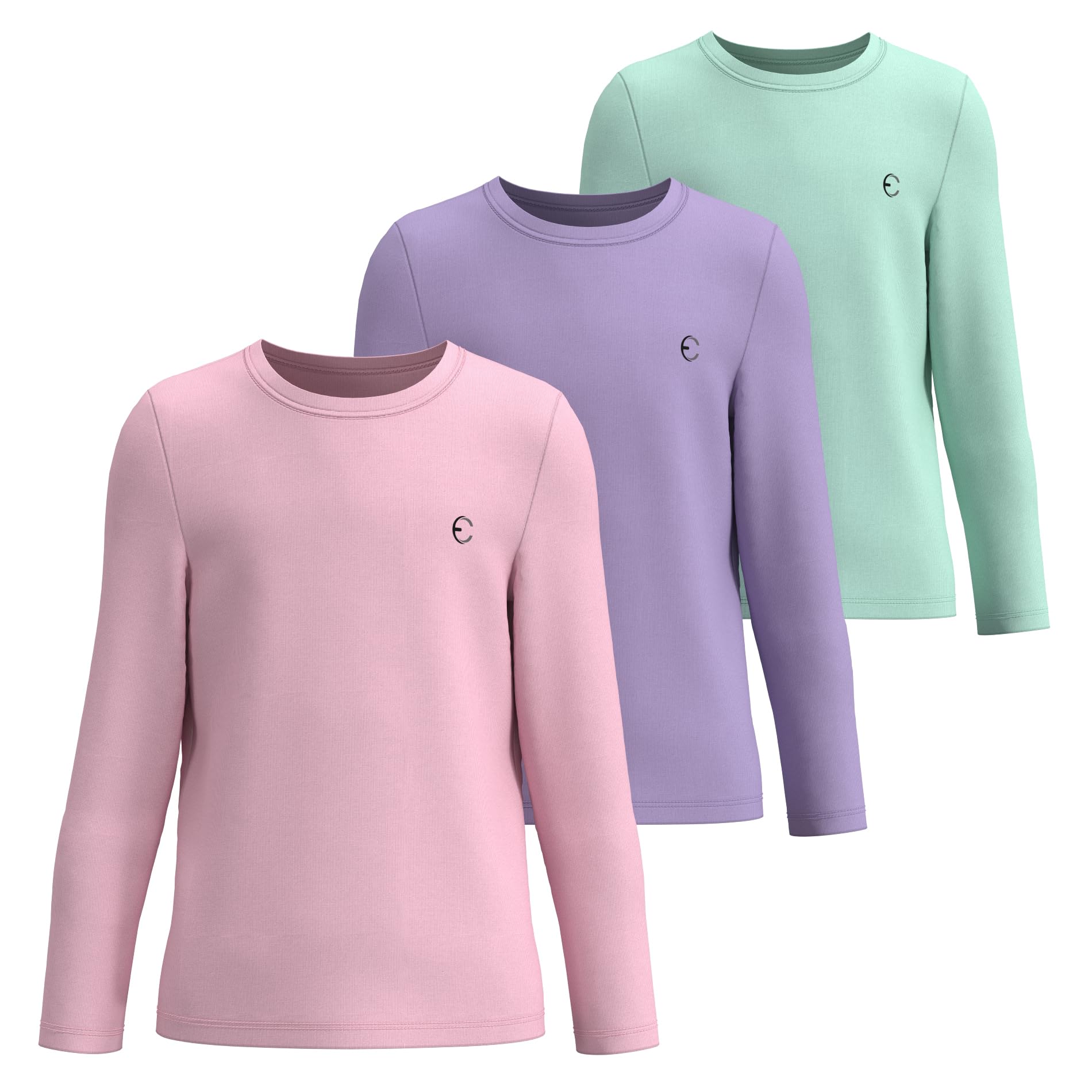Girls Long Sleeve Athletic Performance T-Shirts 3-Pack