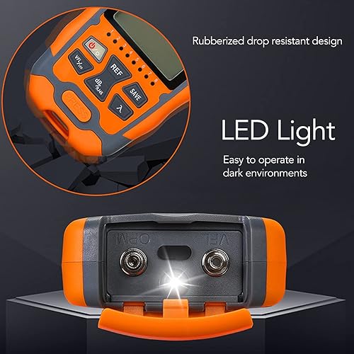 Miniatura 6 de AUA M70 Medidor de potencia óptica portátil de fibra óptica -70 a 10dbm Probador de cable de fibra óptica de luz roja con luz LED (20MW)