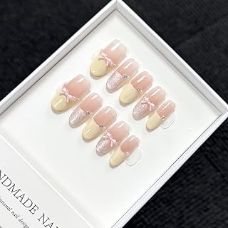 Minimalist Cute Handmade French Tips Press On Nails Fake Nails Simple for Office or Home Size M