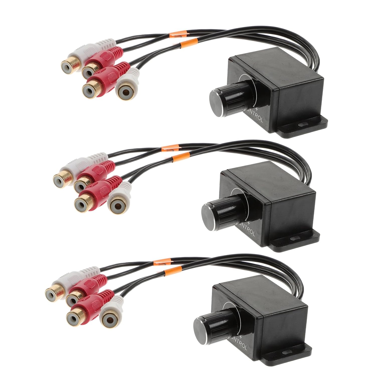 INOOMP 3pcs Car Amplifier Volume Control Knob RCA Bass Controller for Vehicle Audio Subwoofer System, Adjustable Inline Audio Volume Regulator