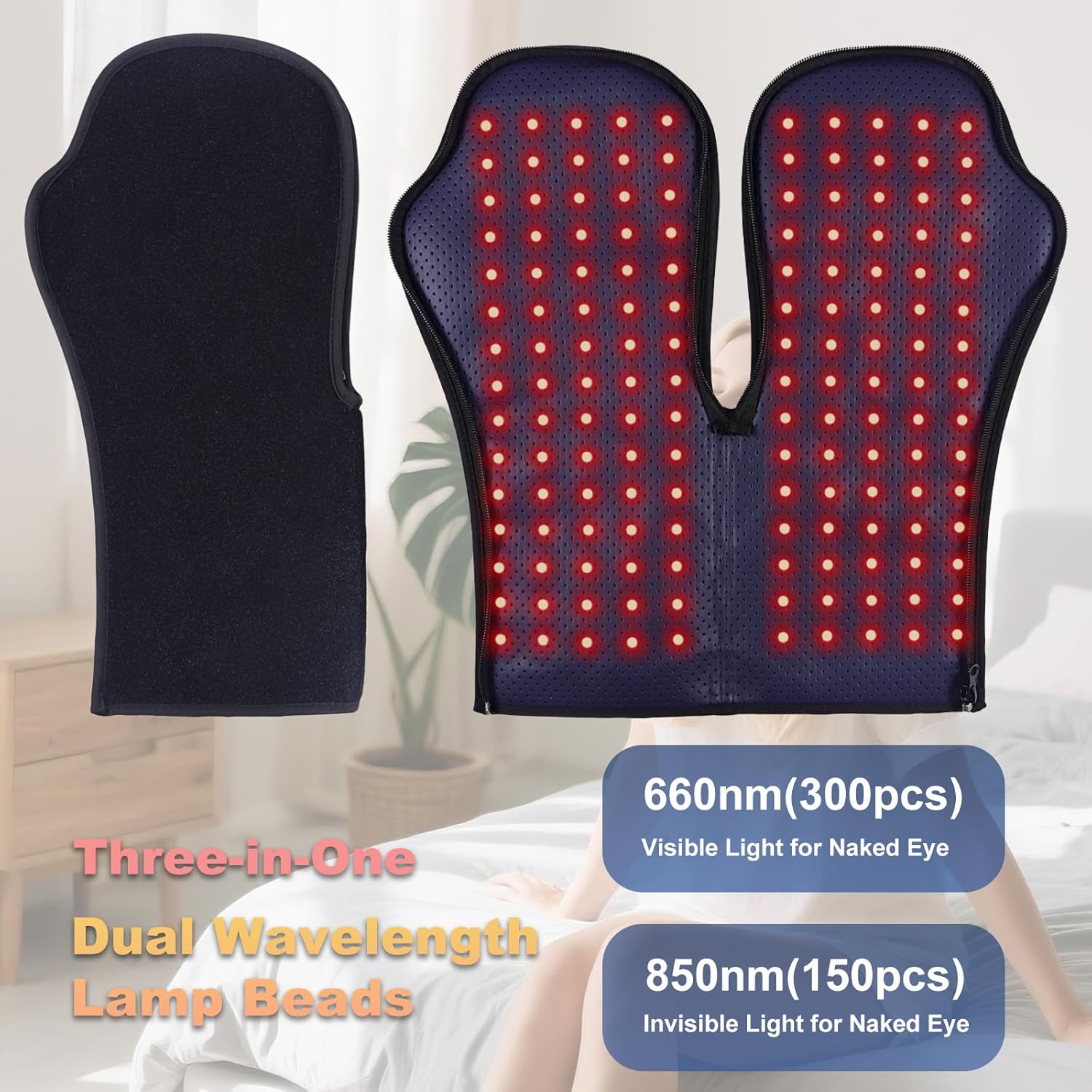 Red-Light-Therapy-for-Hands,2025 Upgraded 150 Dual Wavelength LED,4 Modes Infrared Light Therapy for Finger Wrist Pain Relief,Consisting of Adjustable Power and Time Controller(16.5IN*7.8IN) - Image 4