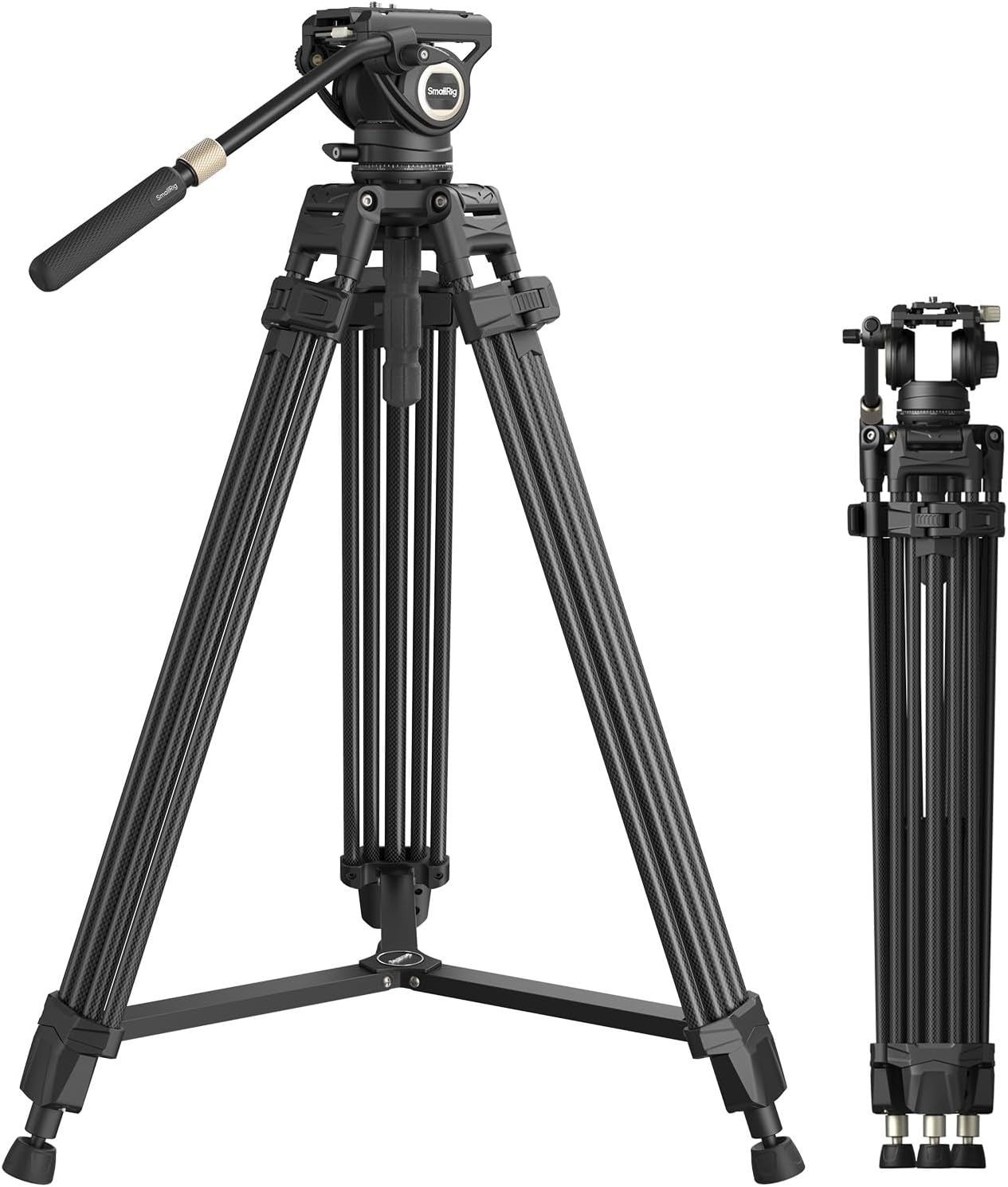 SmallRig Heavy-Duty Carbon Fiber Tripod with FreeSpeed One-Step Height Adjust, 75″ Tall, Fluid Head, Dual-Mode QR Plate for DJI/MFT, Load up to 17lbs, Professional Video Tripod for Camera AD-80S