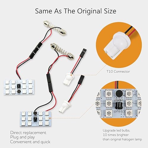Miniatura 7 de SOCAL-LED LIGHTING 2 bombillas RC festoon RGB 5050 24-SMD brillante cuña interiorcúpulamapapuertaLicencia placa de luz (se adapta a T10, 1.220 in,