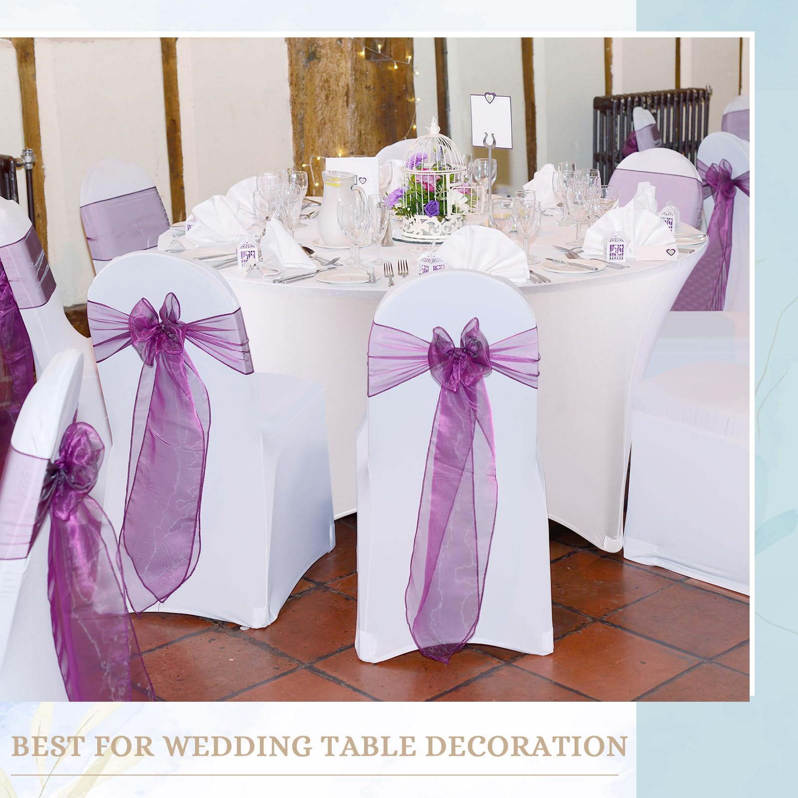 Preboun 8 Pack Spandex Round Tablecloth Fitted Stretch Tablecloth Elastic Table Cover for Wedding Party Restaurant Banquet Cocktail and Halloween (White, 48 Inch/ 4 Ft)