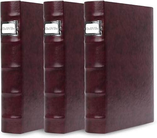 Bellagio-Italia Corona Vino - Juego de carpetas de almacenamiento de DVD - Almacena hasta 144 DVD CD o Blu-Rays - Tienda de portadas de DVD - Hojas