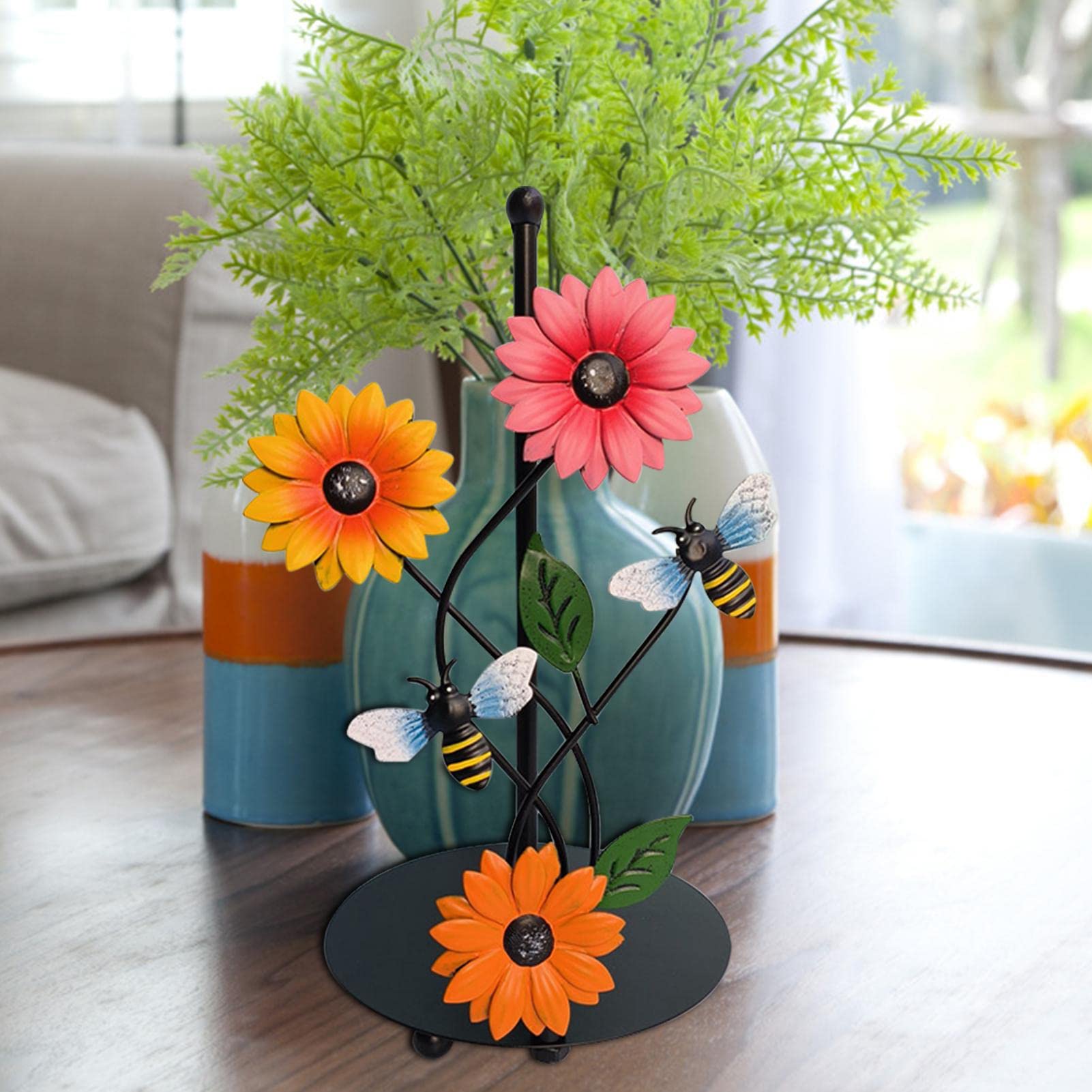 MINLUFUL Porte-Serviettes En Papier En Fonte, Motif Citrouille Vintage Chic, Base Lestée Pour Rouleau De Papier Essuie-Tout, Support Pour Comptoir De Cuisine, Salle De Bain, Orange