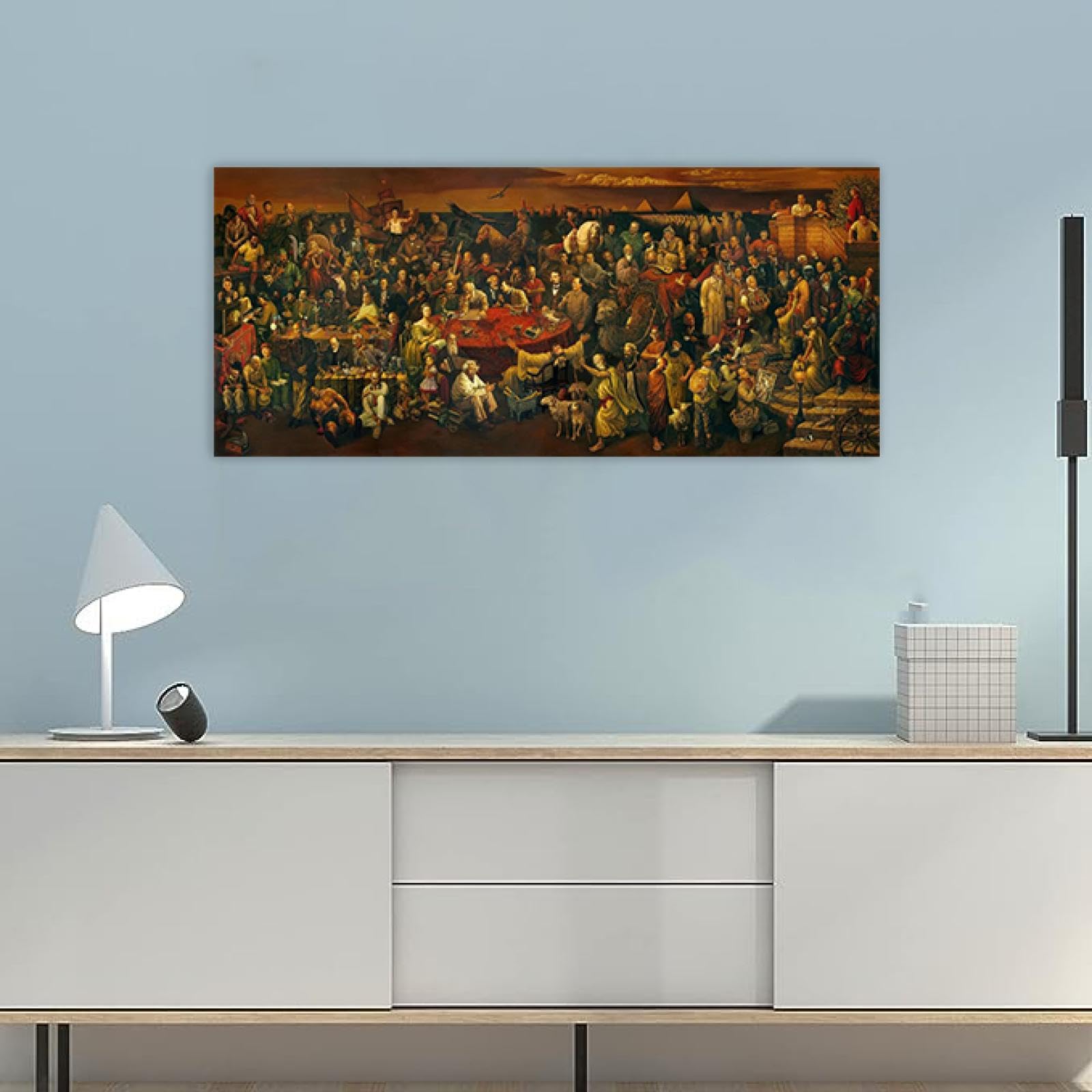 Riproduzione su tela di : Discutendo della Divina Commedia con Dante Dipinti famosi Stampa artistica su tela-Poster e stampe Quadro Su Tela per soggiorno Decorazioni 60x120cm24"x47"Senza cornice