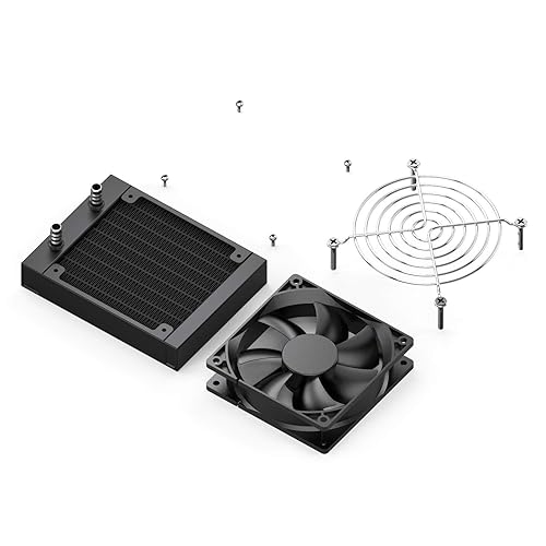 Miniatura 5 de Clyxgs Radiador de refrigeración por agua, radiador intercambiador de calor de aluminio de 12 tubos con ventilador para PC CPU, computadora, sistema