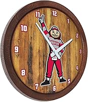 Vista 522 de The Fan-Brand NCAA Oklahoma Sooners: Faux Barrel Top Wall Clock Sports Team Bar Sign Décor - Home Man Cave, Party Decoration - Made On Demand