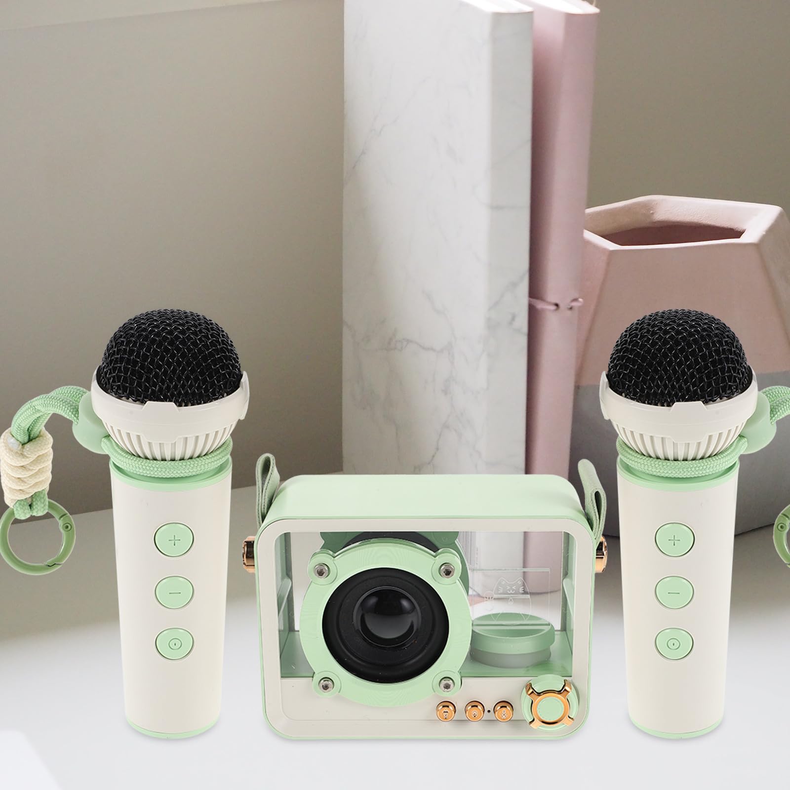 Altavoz Karaoke con Micrófono Portátil Inalámbrico, Sistema de Sonido de Alta Fidelidad en Abs para Celebraciones y Transmisiones en Vivo