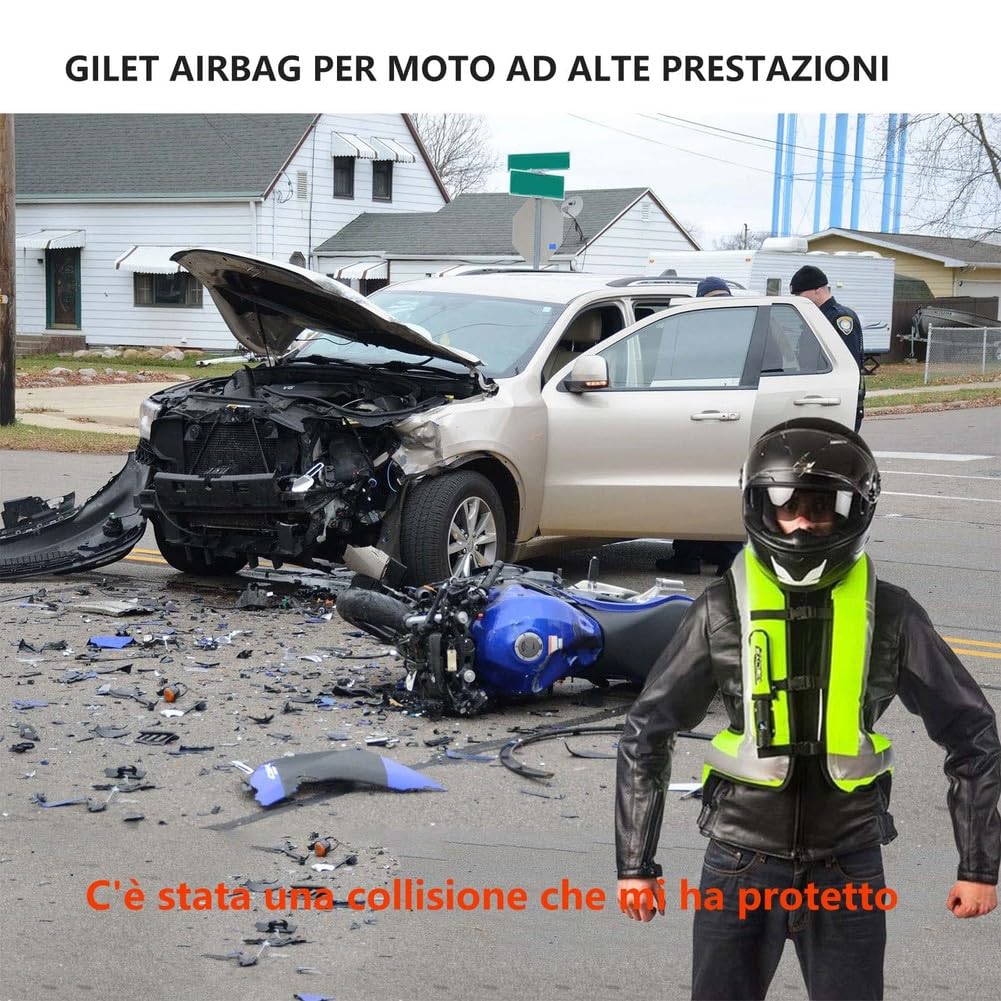 Gilet Airbag per Moto Omologato, Abbigliamento Protettivo da Uomo E da Donna per Moto con Gilet Ventilato Riflettente di Notte Protezione Anticaduta per La Guida in Motocross