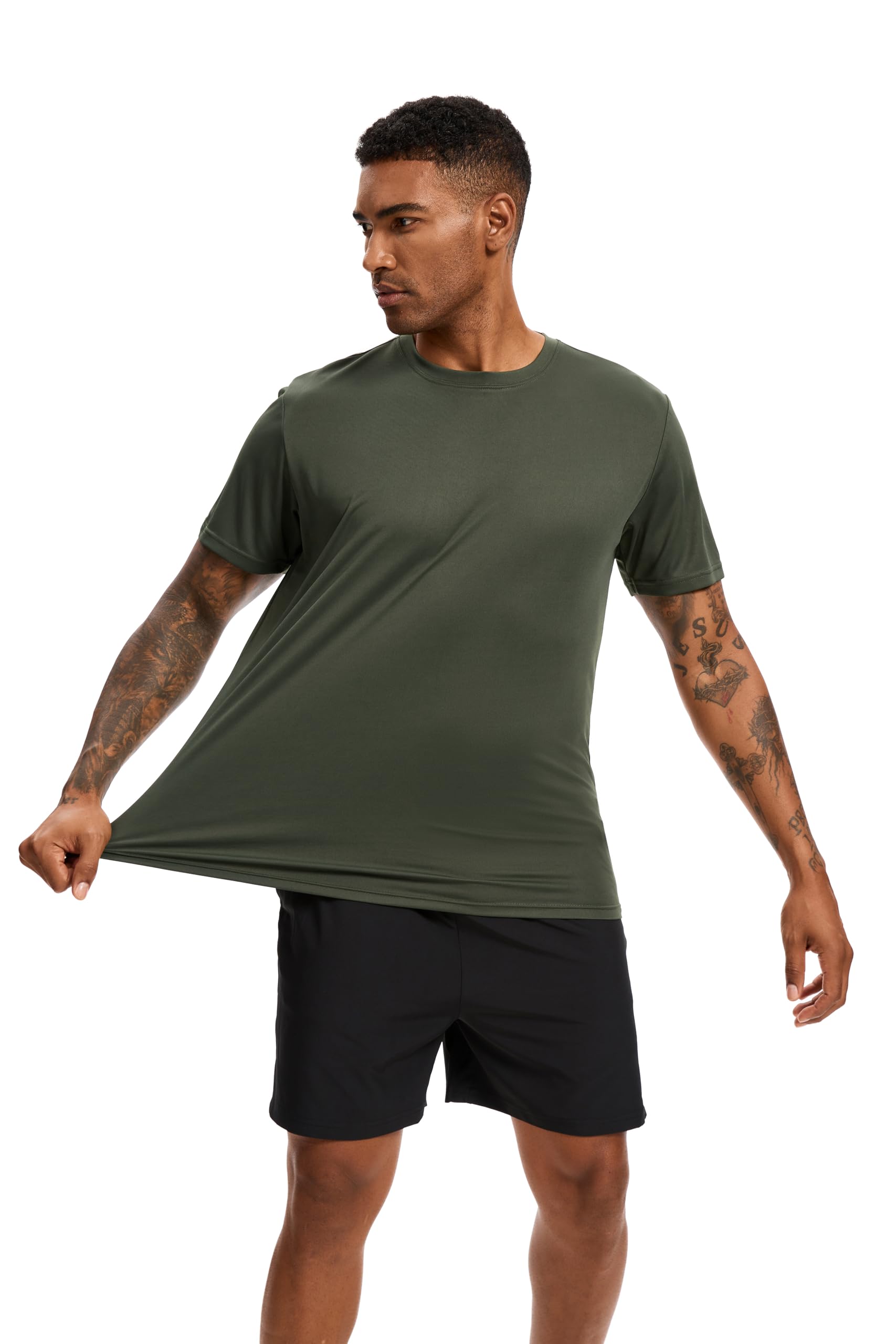 Paquete de 5 camisetas de entrenamiento para hombre, camisetas de secado rápido, protección solar UPF 50+, camisetas atléticas de manga corta, camisetas ligeras de verano