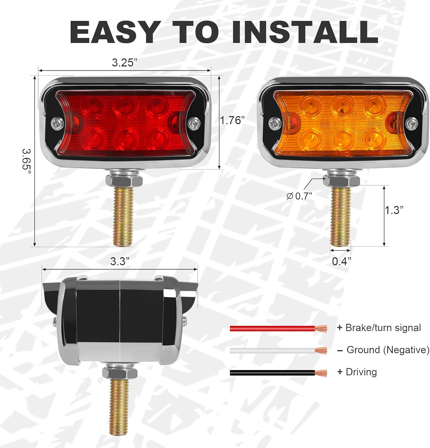 Amber Red Pedestal Fender Lights, 12 LED Semi Truck Turn Signal Lights, Dual Face Marker Light for Peterbilt Kenworth Freightliner Tractor Brake Turning Bumper Mount, IP65 Waterproof