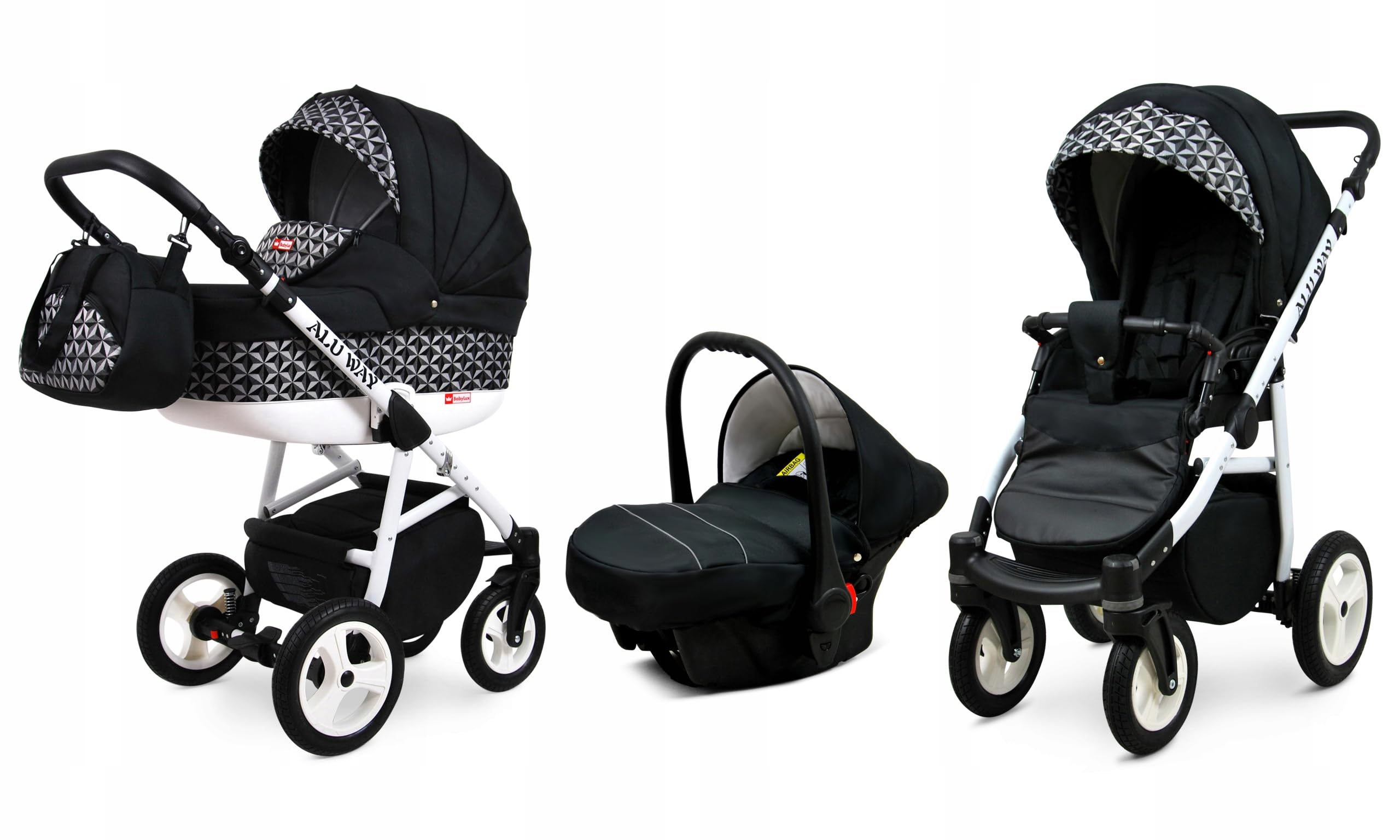 BabyLux Enfant Poussette Combinée Set 3 en 1 Alu Way Pliable avec Sac à langer