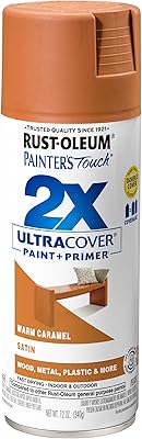 Rust-Oleum 267118 Painters Touch 2X Ultra Cover Spray Paint, 12 oz, Satin Warm Caramel